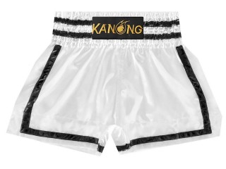 Kanong Muay Thai boxing Shorts : KNS-140 White and Black